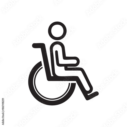 Handicap accessibility symbol for wheelchair users in minimalist design