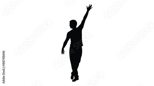 Silhouette of a person with arm raised in a celebratory gesture