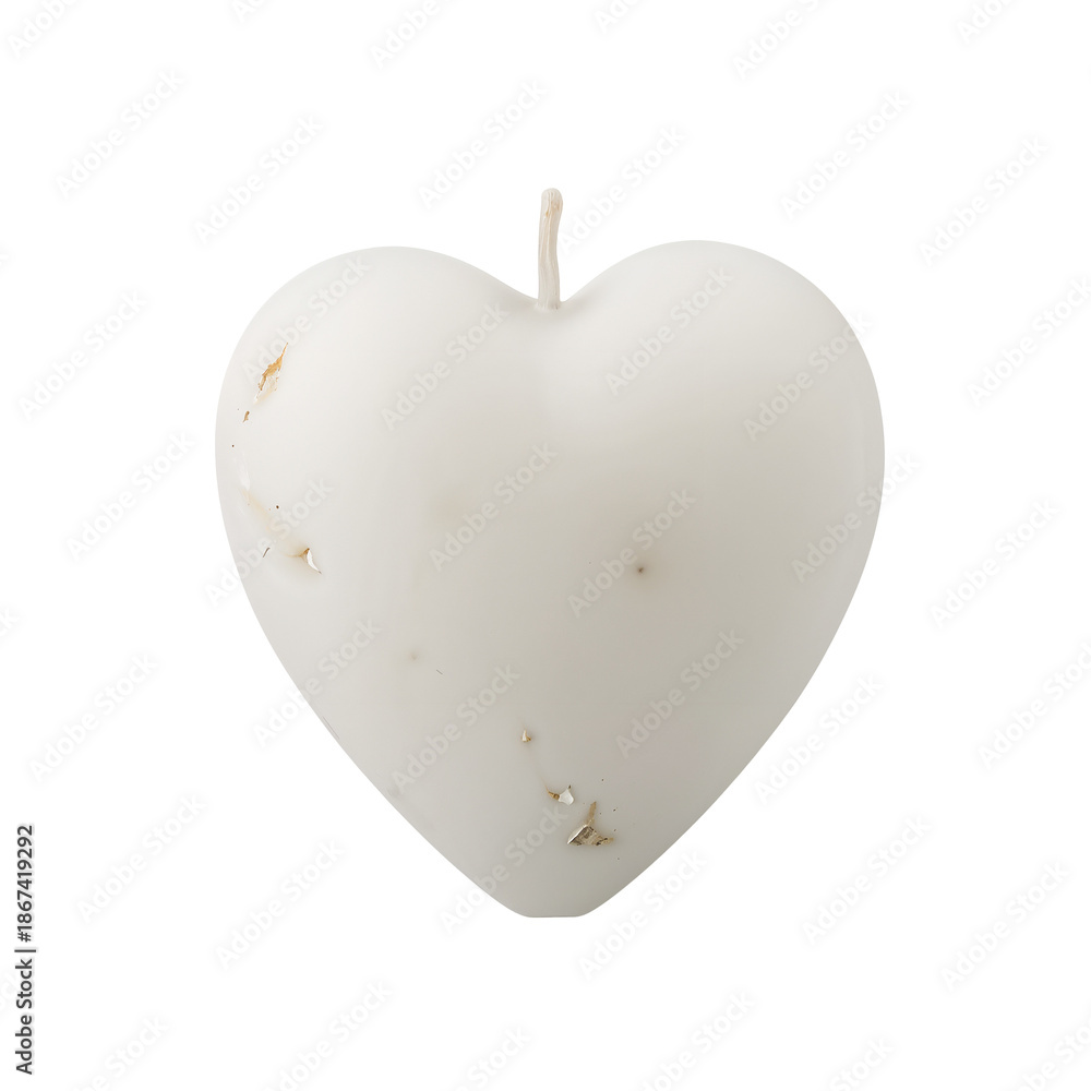 Fototapeta premium White Heart-Shaped Candle for Love and Romance with transparent PNG cutout background