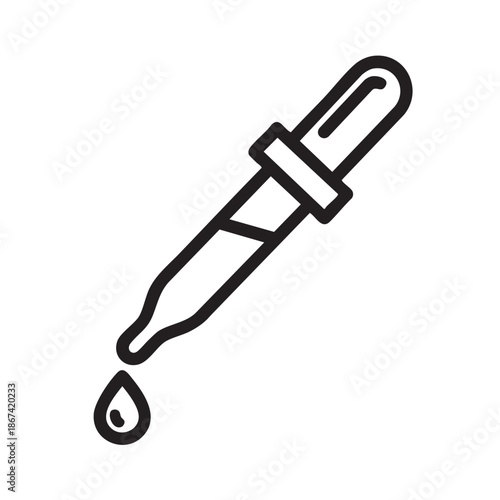 Simple black and white dropper with liquid droplet illustration