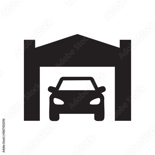 Simple car garage icon isolated on transparent background