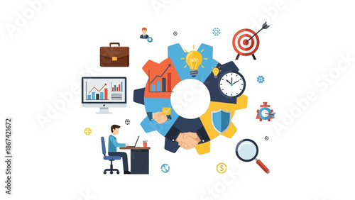 Business strategy and workflow optimization concept