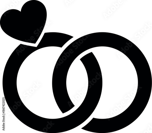 Intertwined rings with heart