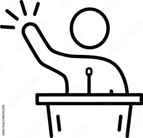 Person raising hand in classroom