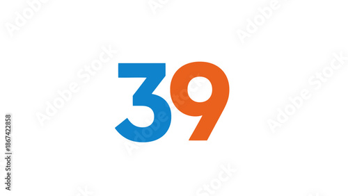 Number 39 on White Background