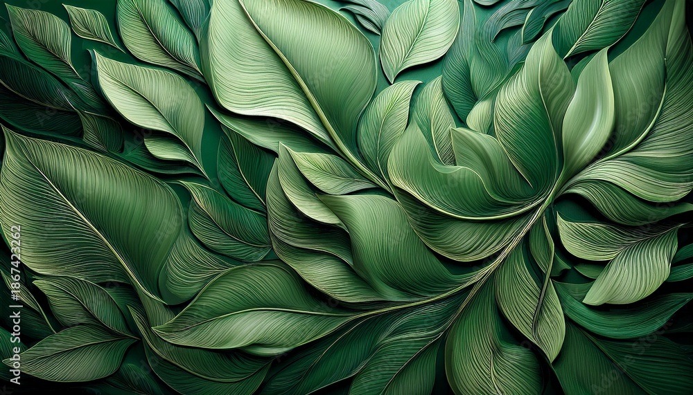 Obraz premium Emerald Green Leaf Wall Art