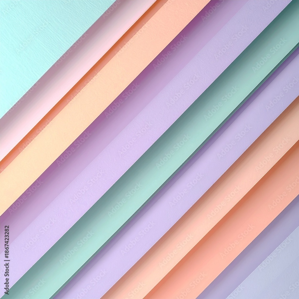 Fototapeta premium Pastel Diagonal Paper Layers in Soft Hues with Subtle Shadows and Texture
