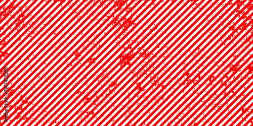 Warning sign with red and white diagonal lines. Attention, danger or caution symbol. Construction site signage, road safety notice, hazard banner, security alert shield. Vector illustration.