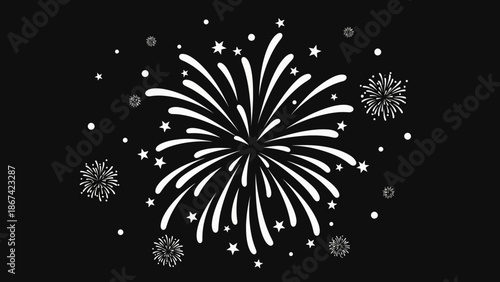 Fireworks Explode in the Night Sky.