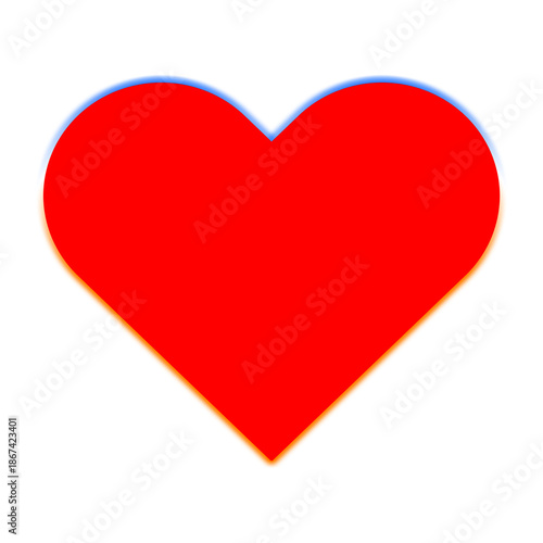Red heart on transparent background.