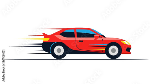 Fast Red Sports Car Speeding Motion Blur Vector