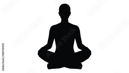 Silhouette of a person meditating in a peaceful lotus position