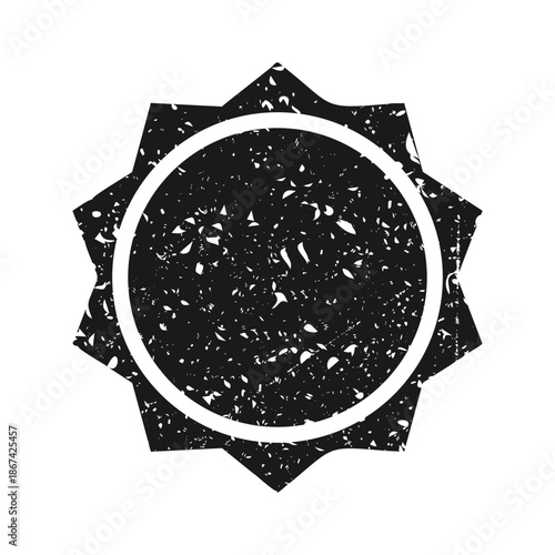 Post stamp, label or badge. Grunge imprint and postmark. Brown vintage circle postcard watermark. Used envelope design element. Vector illustration.