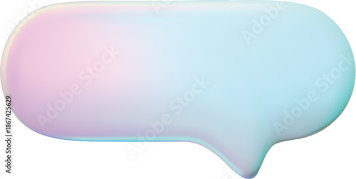 Empty neon speech bubble, oval, holographic pink-blue.