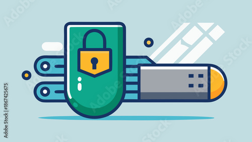 A USB stick or hardware device icon with a digital lock, representing a cold wallet.
