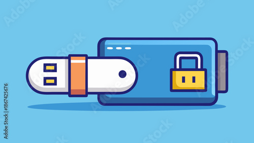A USB stick or hardware device icon with a digital lock, representing a cold wallet.