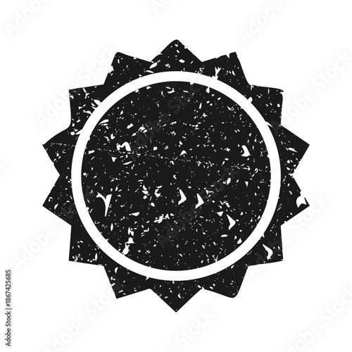 Post stamp, label or badge. Grunge imprint and postmark. Brown vintage circle postcard watermark. Used envelope design element. Vector illustration.