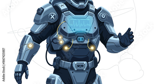 Futuristic Astronaut Concept Illustration in Advanced Technological Space Suit Design
