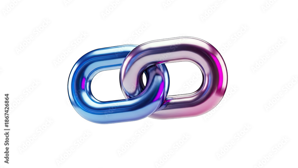 Naklejka premium Interconnected Chrome Chain Links