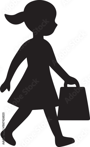 Black Friday Shopper Silhouette Vector Flat Shopping Sale Illustration