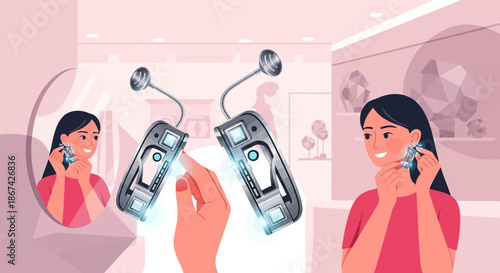 Futuristic interactive jewelry design, augmented reality experience and customization concept