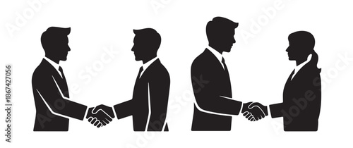 A visual representation of business partnerships and successful agreements depicted through a series of handshakes between individuals