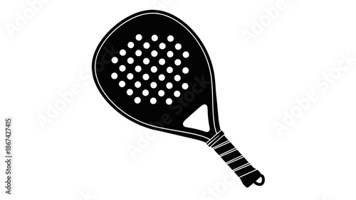 Padel Racket with Perforated Surface for Padel Tennis Sport on Isolated White Background