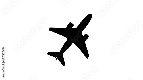 Simple Airplane Icon Representing Air Travel and Aviation on Isolated White Background
