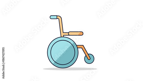 A modern wheelchair illustration showcasing mobility aid technology and accessibility features in a simple and clean design