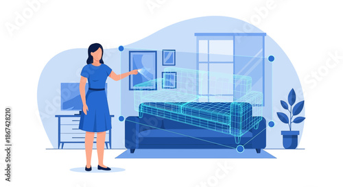 Augmented reality shopping modern interior design technology for online furniture customization in