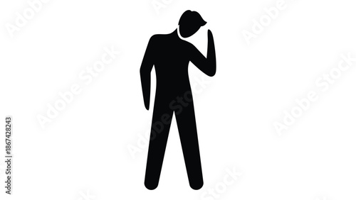 Silhouette of a person standing and raising one hand in the air