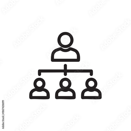 Hierarchical organizational chart with simple human icons