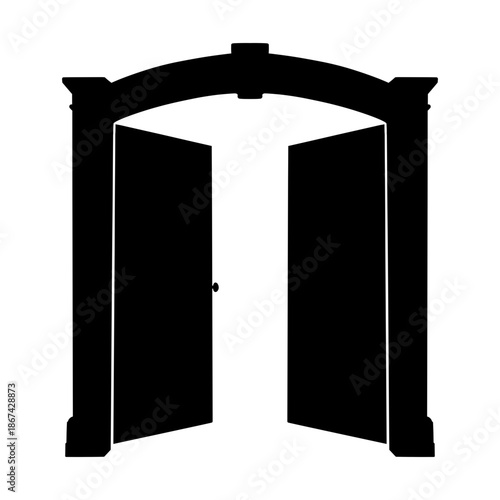 silhouette of open door icon drawing illustration