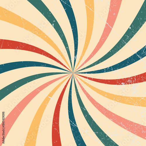 Collection of retro inspired distressed sunburst patterns in a vibrant vintage color scheme