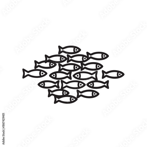 School of fish swimming together in synchronized formation