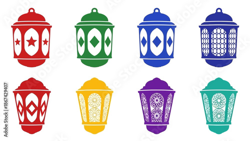 Colorful lanterns illustration decorative designs for cultural celebrations