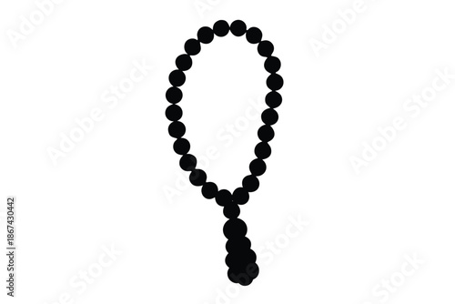 A black beaded necklace with a tassel on a white background elegant jewelry illustration with tassel necklace and fashion accessory