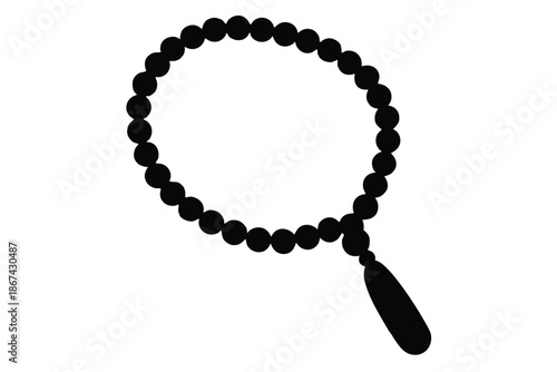 Black beaded bracelet with teardrop shaped pendant on white background with jewelry and fashion and style and accessory
