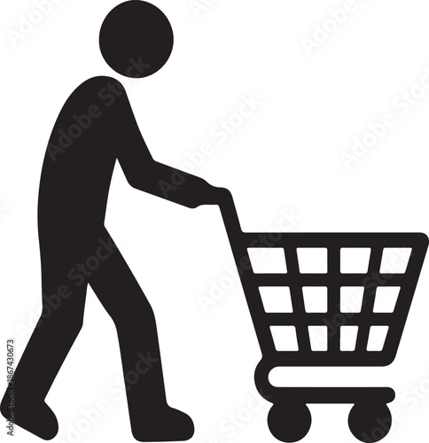 Black Friday Shopper Silhouette Vector Flat Shopping Sale Illustration