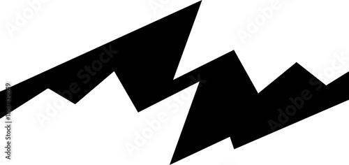 Minimalist Abstract Landscape with Two Bold Black Silhouette Jagged Mountain Shapes on White