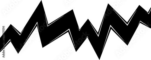 Bold black and white horizontal zigzag line, sharp angular graphic element, minimalist sawtooth design for abstract backgrounds.