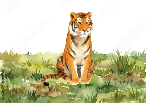 Watercolor-style tiger illustration／虎