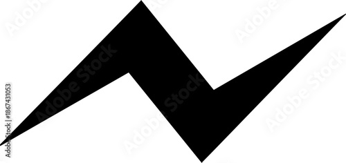 Solid black and white lightning bolt icon, simple minimalist zigzag shape, sharp angular symbol for power and speed.