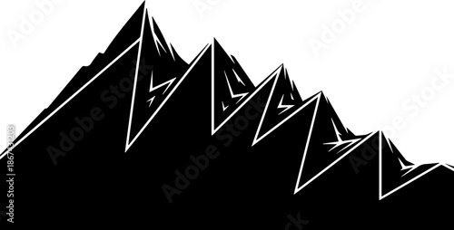 Stylized Silhouette of a Mountain Range with Sharp Peaks Graphic Landscape