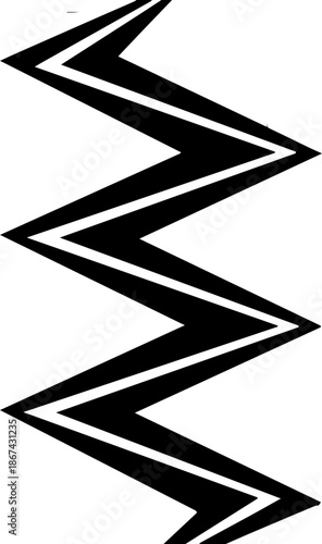 Abstract Contemporary Art Piece with Bold Black Zigzag and Chaotic Line Scribbles, High Contrast Geometric and Organic Illustration