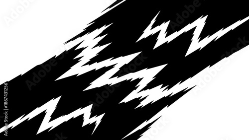 Dynamic Comic Style Energy Blast Illustration with Multiple Black and White Zigzag Lightning Strokes, High Energy Manga Action Background