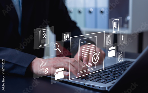 Audit and compliance business concept, reviewing internal financial processes, ensuring regulatory adherence, financial examination, and governance for organizational management systems.