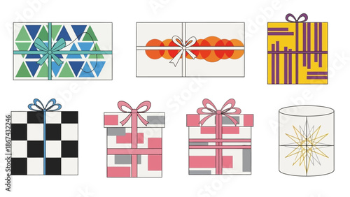 Colorful gift boxes collection isolated on white background for celebration