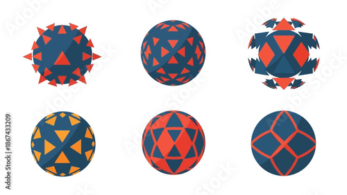 Geometric spheres illustration set for design and digital applications