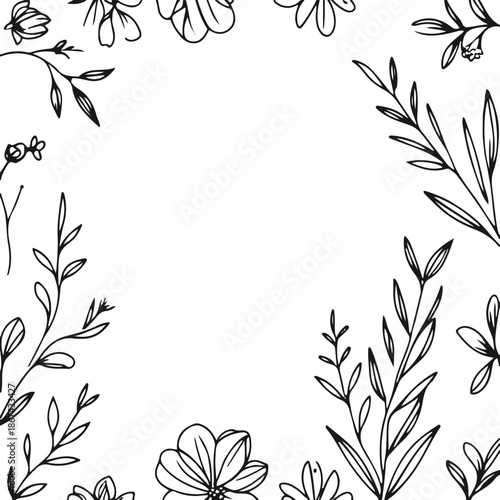 Minimal black line art illustration for skincare packaging, cosmetic symbols and natural elements, thin stroke vector, white background, clean layout”